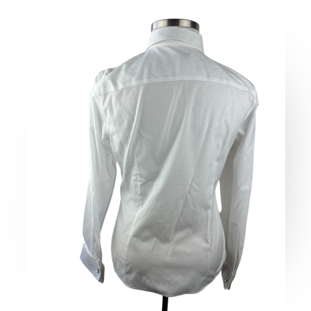 NWT Talbots Pleated Diamond Button Up Shirt LS Wrinkle Resistant White Size 14 - Picture 15 of 16